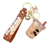 Cndiyald Liquid Floating Keychain 4.2 Inch Cute Bear Keychain Funny Schoolbag Accessories Water Easy to Use Bubble Tea for Women Girl Supplies, Bubble Tea