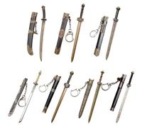 Cndiyald Mini Sword, 7Pcs Antique Swords, Decorative Knife Model, 4.7" Ancient Sword Keychain, Sword Pendants