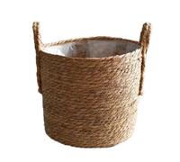 Cndiyald Plant Baskets Seagrass Laundry Basket Plant Pot Hand Woven Plant Pot with Leak-Proof Plastic Lining for Indoor Outdoor Garden Balcony Home 35cm Woven Storage Basket