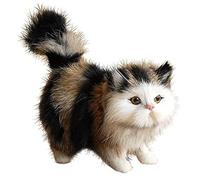 Cndiyald Realistic Standing Cat Plush - Faux Fur Decorative Cat Doll for Photography Prop (Black/Grey)