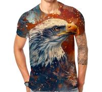 Cndiyike 3D Printed Graphic Short Sleeve T-Shirts for Men, Colorful Eagle, XL