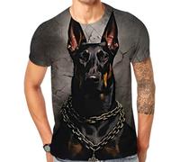 Cndiyike 3D Printed Graphic Short Sleeve T-Shirts for Men, Doberman Dog Face T Shirts, XL