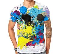 Cndiyike 3D Printed Graphic Short Sleeve T-Shirts for Men, Watercolor Ink Splash, XXL
