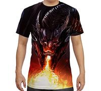 Cndiyike Men T-Shirt 3D Print T-Shirt Men Graphic Tee Men S-3XL, Fire Dragon, XL