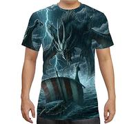 Cndiyike Men's Graphic T Shirts -Cool Graphic Tees for Men, 3D Print T-Shirt for Men S-3XL, Sea Dragon, Large