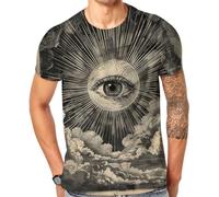 Cndiyike Soccer T Shirts for Men,3D Printed Graphic Short Sleeve Tees, Angel Eyes, XL