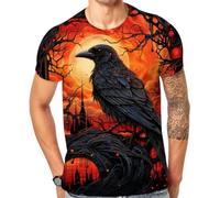 Cndiyike Soccer T Shirts for Men,3D Printed Graphic Short Sleeve Tees, Blood Crow T Shirt, Medium