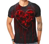 Cndiyike Soccer T Shirts for Men,3D Printed Graphic Short Sleeve Tees, Bloody Rose, XL