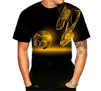Cndiyike Soccer T Shirts for Men,3D Printed Graphic Short Sleeve Tees, Gold Soccer T Shirt, Large