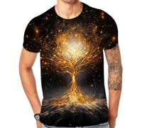 Cndiyike Soccer T Shirts for Men,3D Printed Graphic Short Sleeve Tees, Yin Yang Tree T Shirt, XL