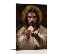 CNDJjslok Canvas Wall Art Prints Picture Christian Poster - Eucharist Bearing Jesus Modern Living Room Bedroom Decor 16x24inch(40x60cm)