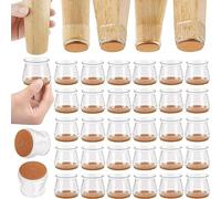 CNDREAM Chair Leg Floor Protectors,32Pcs Sliders for Chair Legs, Protecting Floors from Scratches and Noise, Smooth Free Moving for Chair Feet(Transparent)