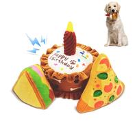 CneeeeeB Birthday Squeaky crinkly Cake Aggressive chew for pups Sandwiches Pizza Party Dog Toy Colorful Playset to Keep Your Furry Friend Busy with 3 Pack Gift Toys