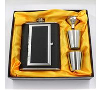 CNFLASK Hip Flask With Cigarette Case (6oz, Black Gift Box Package), 96X0X00-y