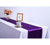 CNFQ 10 Satin Table Runners for Wedding Room Decoration 275 cm x 30 cm (Dark Purple)