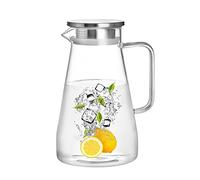 CNGLASS 1650ml/56oz Glass Pitcher with lid iced Tea Pitcher Water jug hot Cold Water Wine Coffee Milk and Juice Beverage Carafe