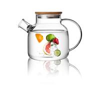 CnGlass Glass Teapot Stovetop Safe, 1.2L Clear Tea Pot with Removable Filter Spout, Borosilicate Tea Kettle for Loose Leaf and Blooming Tea