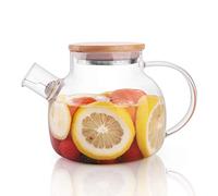 CnGlass Glass Teapot Stovetop Safe 600ml, Clear Borosilicate Tea Pot with Removable Filter Spout, Loose Leaf and Blooming Tea Maker