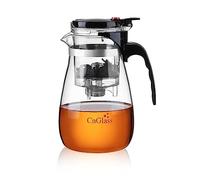 CNGLASS Glass Teapot with Removable Infuser,30.5oz(900ml) Clear Tea Kettle with One Button Press to Filter The Tea Soup,Loose Leaf and Blooming Tea Maker