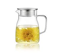 CNGLASS One-Touch Glass Teapot 27oz(800ml), Glass Tea Kettle with Stainless Steel Filter Lid, Stovetop Safe Loose Leaf Tea Maker
