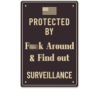 CNHONG Yard Sign 8x12 Inch Metal Warning Sign Funny, Cautionary in Color: Protected by Fuck Around & Find Out Surveillance