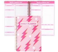CNhoqc Pink Preppy Lightning A4 Planner Notebook, to Do List Daily Task Checklist Undated Day Planner Time Management Notebook, Preppy Theme Have A Great Day Notepad Daily Agenda Organizer Planner