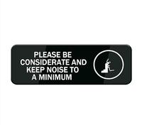 CNIAYE Acrylic 'Please Be Considerate And Keep Noise To A Minimum' Sign - Black, 9x3 Inch, Minimalist Style, Indoor/Outdoor Use