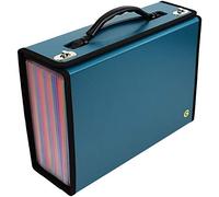 CNK Accordian File Organizer 24 Pockets Expanding File Folder for Letter, A4 File Box Durable Handle for Business, Office, School Home- Teal with Color Pockets…