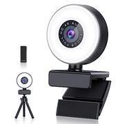 Cnkaite 4K HD Autofocus Webcam with Microphone, Adjustable Light and Privacy Cover, Plug and Play USB for Laptop/Desktop Video Calling