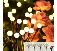 Cnkeeo 4 Pack 8 LED Outdoor Solar Garden Lights, Warm White, 8 Modes Remote Control, 7.5cm Length, Outdoor Use, LED, Garden Light