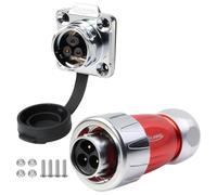 CNLINKO DH-16 3 Pin IP68 Waterproof Connector Screw-Assembly All-Metal Electrical Male Plug Female Socket for Solar Industrial Machinery Outdoor Equipment M16 Flange Mount (3-Pin)