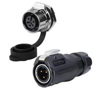 CNLINKO LP-12 3 Pin Connector IP68 Waterproof Circular Electrical Plug for Outdoor Equipment Solar Industrial Machinery DC 12V Threaded Single Port Metal-Reinforced Kit (3-Pin)