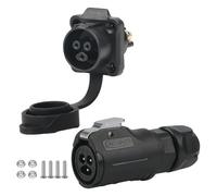 CNLINKO LP-12 3 PIN Waterproof Circular Connector, Screw-in Design, IP68 Quick Plugging Aviation Connector, PIN Partitioned M12 Flange Socket (Plastic Model/Black)