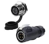 CNLINKO LP-12 4 Pin Connector IP68 Waterproof Circular Electrical Plug for Outdoor Equipment Solar Industrial Machinery DC 12V Threaded Single Port Metal-Reinforced Kit (4-Pin)