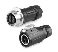 CNLINKO LP-16 2 PIN Industrial Waterproof Connector, IP68 Circular Connector, PBT Plastic Shell Quick Plug Aviation Connector M16 Male Plug and Female Plug (2 Pin