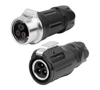 CNLINKO LP-16 3-Pin Industrial Circular Connector, IP68 Waterproof, Screw-Lock Cable Coupler, M16 Male & Female Pair for Automation & Control