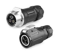 CNLINKO LP-16 3 PIN Industrial Waterproof Connector, IP68 Circular Connector, PBT Plastic Shell Quick Plug Aviation Connector M16 Male Plug and Female Plug (3 Pin