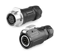 CNLINKO LP-16 7 PIN Industrial Waterproof Connector, IP68 Circular Connector, PBT Plastic Shell Quick Plug Aviation Connector M16 Male Plug and Female Plug (7 Pin