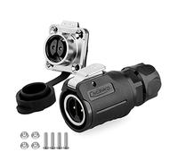 CNLINKO LP-16 Industrial Waterproof Connector IP68 Circular Connector Quick Plugging Aviation Connector Anti-Interference Shell Fast Release Connector M16 2-9 Pin Flange Socket (2 Pin)
