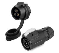 CNLINKO LP-16 Industrial Waterproof Connector IP68 Circular Connector Quick Plugging Aviation Connector PBT Plastic Shell Connector Fast Release Connector M16 2-9 Pin Threaded Socket (3 Pin)