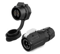 CNLINKO LP-16 Industrial Waterproof Connector IP68 Circular Connector Quick Plugging Aviation Connector PBT Plastic Shell Connector Fast Release Connector M16 2-9 Pin Threaded Socket (2 Pin)