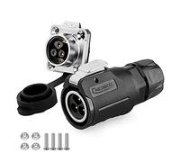 CNLINKO LP-16 Industrial Waterproof Connector IP68 Circular Connector Quick Plugging Aviation Connector Anti-Interference Shell Fast Release Connector M16 2-9 Pin Flange Socket (3 Pin)