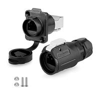 CNLINKO LP-16 RJ45 Industrial Waterproof Connector IP67 CAT.5E Circular Connector Quick Plugging Aviation Connector Fast Release 8P8C Connector PBT Plastic Shell Connector Flange Socket
