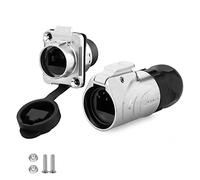 CNLINKO LP-16 RJ45 Industrial Waterproof Connector IP67 CAT.5E Circular Connector Quick Plugging Aviation Connector Fast Release 8P8C Connector Anti-Interference Metal Shell Connector Flange Socket