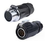 CNLINKO LP-20 12 PIN Waterproof Connector, IP68 Circular Connector, Quick Plugging Aviation Connector, PBT Plastic Shell Solder Connector, Marine Industry Connector Male Plug Inline Plug-In (12 PIN)