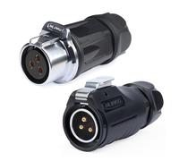 CNLINKO LP-20 3 PIN Waterproof Connector, IP68 Circular Connector, Quick Plugging Aviation Connector, PBT Plastic Shell Solder Connector, Marine Industry Connector Male Plug Inline Plug-In (3 PIN)