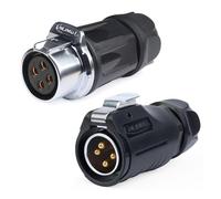 CNLINKO LP-20 4 PIN Waterproof Connector, IP68 Circular Connector, Quick Plugging Aviation Connector, PBT Plastic Shell Solder Connector, Marine Industry Connector Male Plug Inline Plug-In (4 PIN)