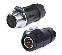 CNLINKO LP-20 7 PIN Waterproof Connector, IP68 Circular Connector, Quick Plugging Aviation Connector, PBT Plastic Shell Solder Connector, Marine Industry Connector Male Plug Inline Plug-In (7 PIN)