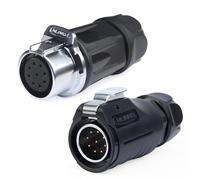 CNLINKO LP-20 9 PIN Waterproof Connector, IP68 Circular Connector, Quick Plugging Aviation Connector, PBT Plastic Shell Solder Connector, Marine Industry Connector Male Plug Inline Plug-In (9 PIN)