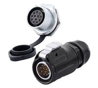 CNLINKO LP-20 Industrial Waterproof Connector IP68 Circular Connector Quick Plugging Aviation Connector Anti-Interference Shell Fast Release Connector M20 2-12 Pin Threaded Socket (12 Pin)